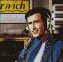 Alan Partridge at the radio station.